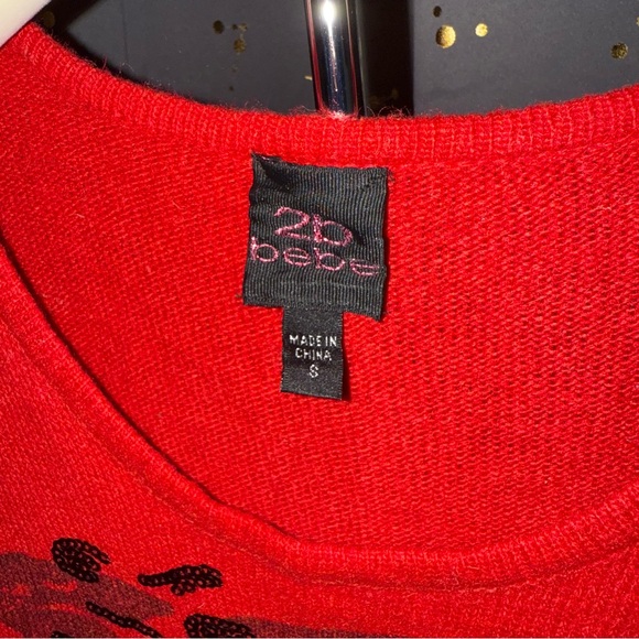 2b Bebe Red Sweater with Sequins - Picture 2 of 3